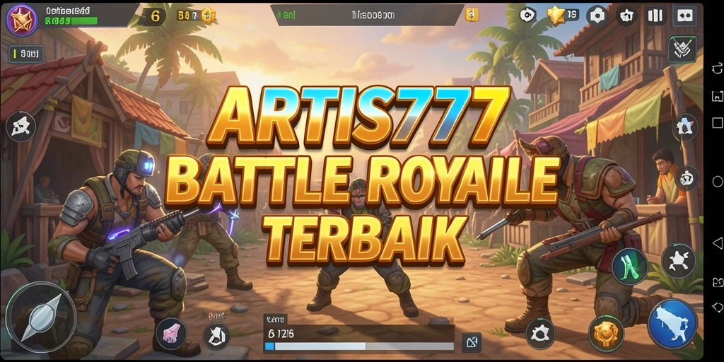 Tangkapan layar utama menunjukkan aksi epic dalam game Battle Royale.