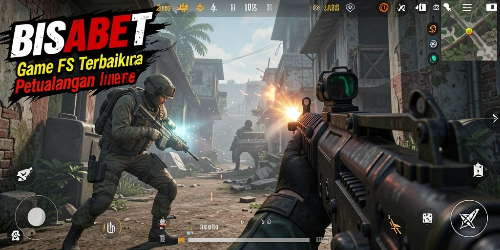 Screenshot menampilkan aksi intens dari gameplay FPS BISABET.