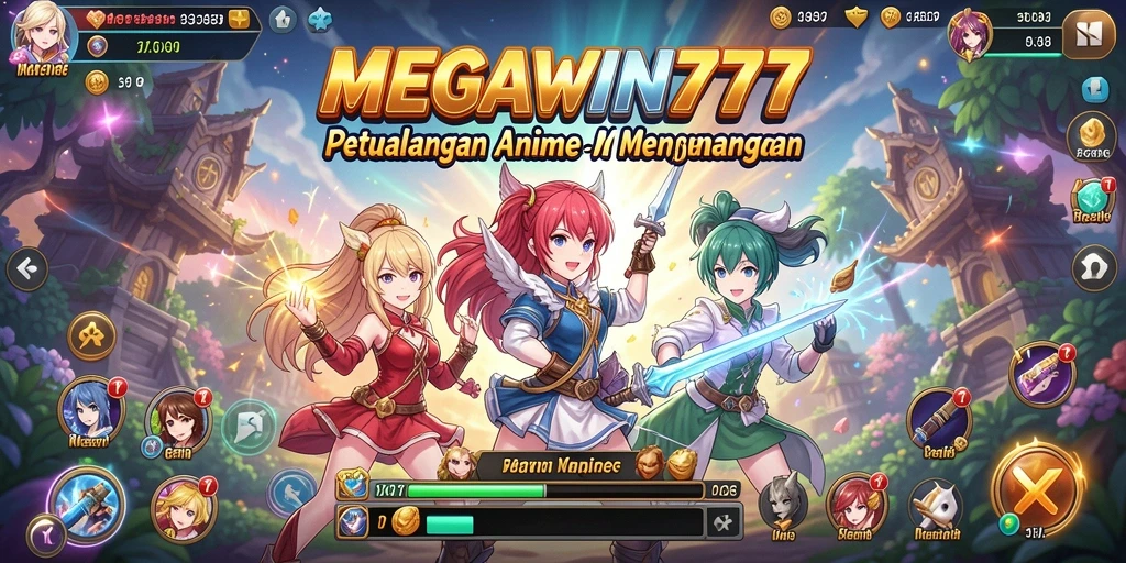 Tampilan gameplay seru dari MEGAWIN777 dengan karakter Anime.