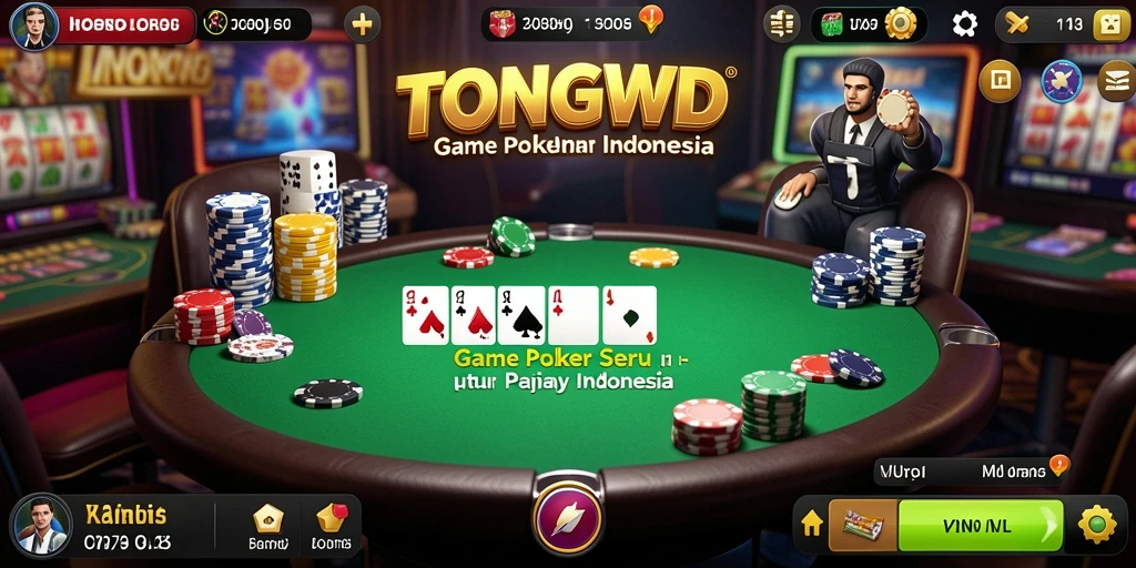 Screenshot gameplay TONGWD dengan tampilan penuh aksi Poker.